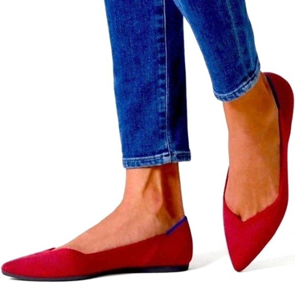 New! Rothy’s The Point Red Pointed Toe Slip-On Ba… - image 1